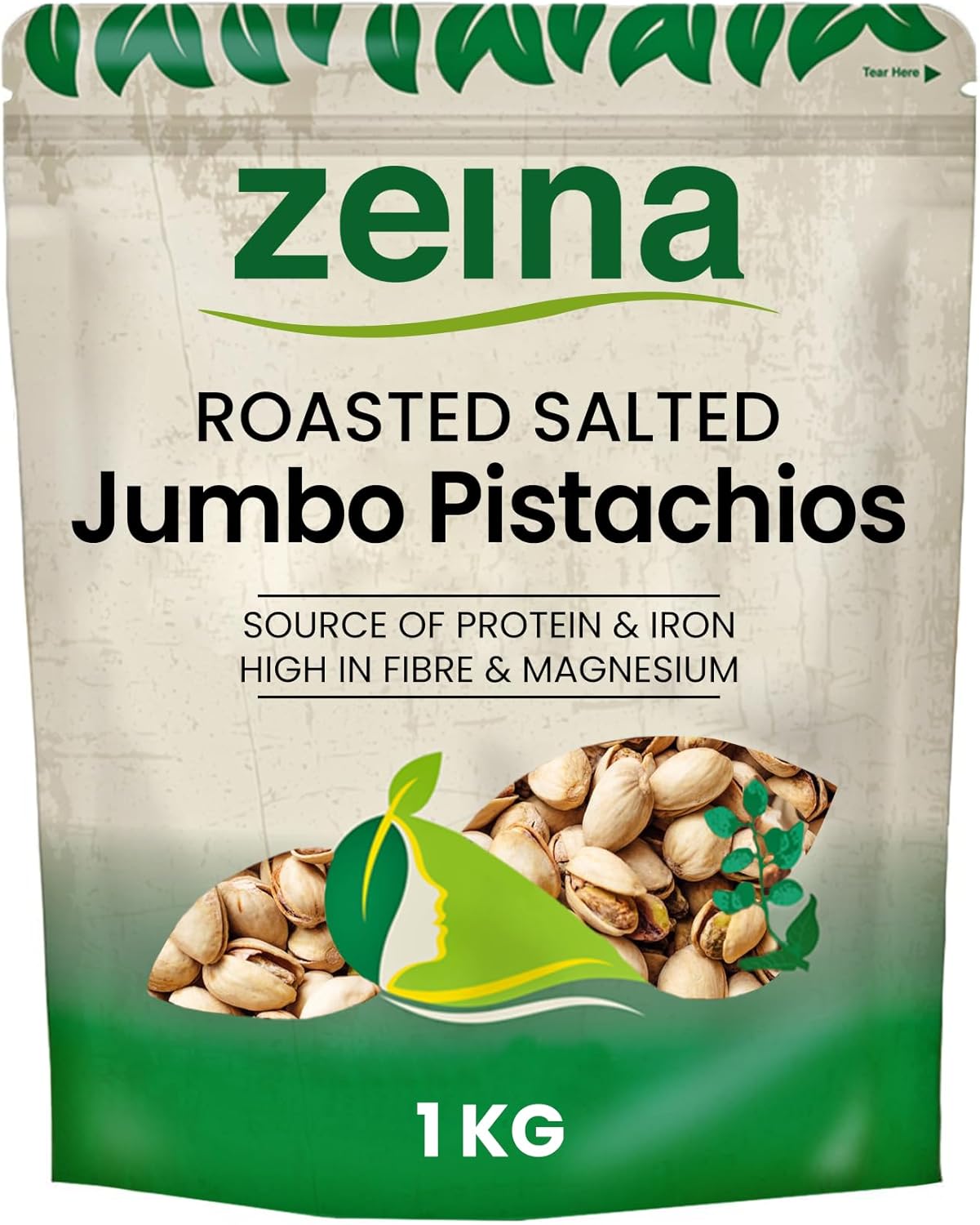 Zeina Jumbo Pistachios (1Kg) - Delicious Roasted Salted Jumbo Pistachio Nuts, Gluten Free and Vegan Approved Healthy Premium Snacking