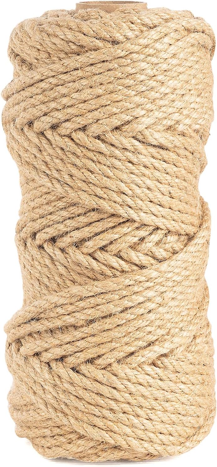 5mm Jute Twine,98 Feet Twisted Jute Rope, Garden Twine, Heavy Duty and Thick Twine Rope, Garden, Arts & Crafts, Home Decor, Packaging Braided