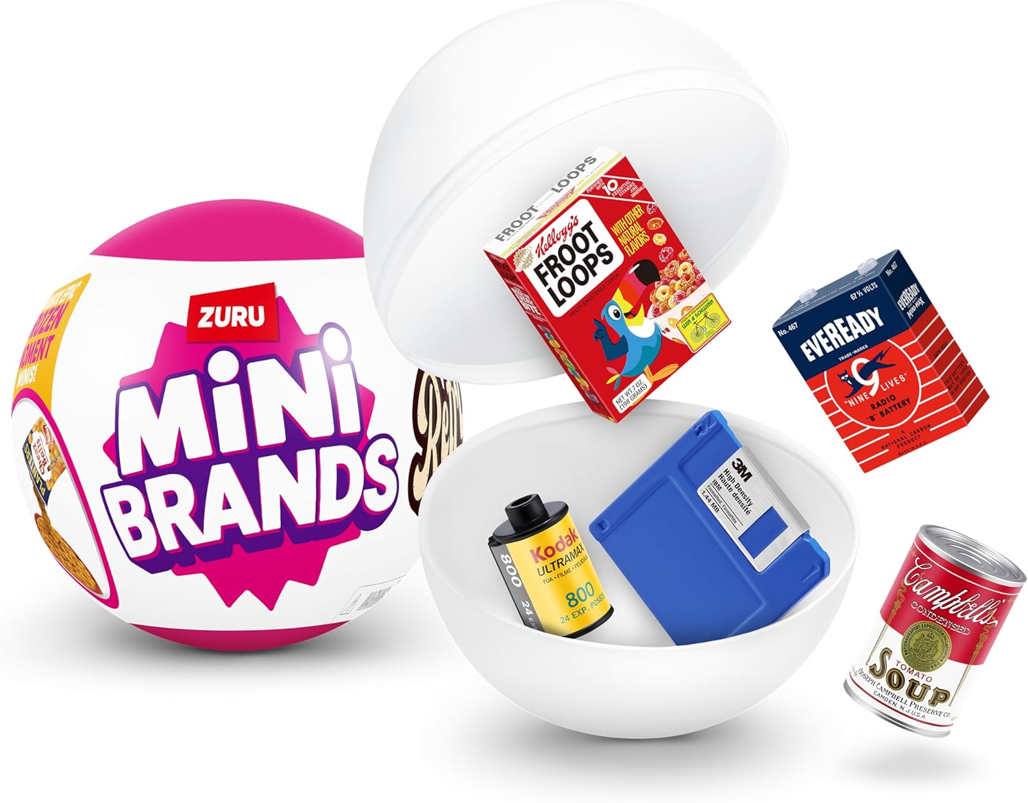 Mini Brands Retro Single Capsule with 60+ Mystery Mini's to Collect, Real Licenses, Rare Collectibles, Blind Pack, Ages 3+