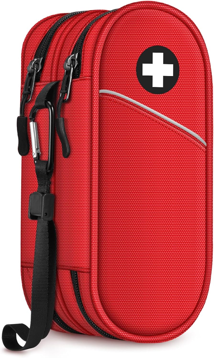 SITHON Double-Layer EpiPen Carrying Case Travel Medication Organiser, Red
