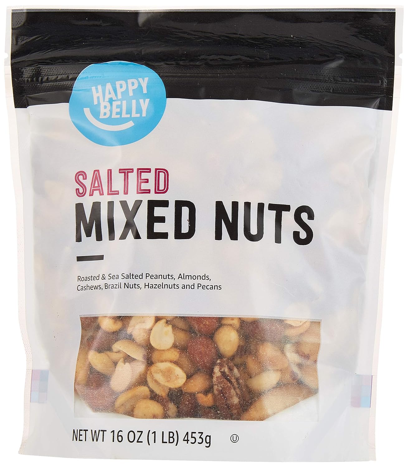 Amazon Brand - Happy Belly Mixed Nuts with Peanuts, Roasted & Sea Salted, 1 pound (Pack of 1)