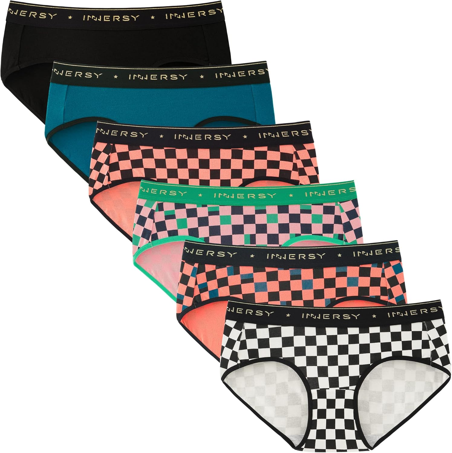 INNERSY Women Underwear Cotton Knickers Ladies Mid Rise Briefs Comfy Hipster Panties Pack of 6
