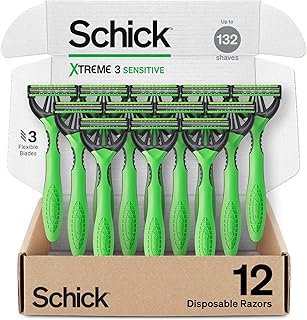 Schick Xtreme 3 Original Razor — Disposable Head Razor for Sensitive Skin, 12 Count