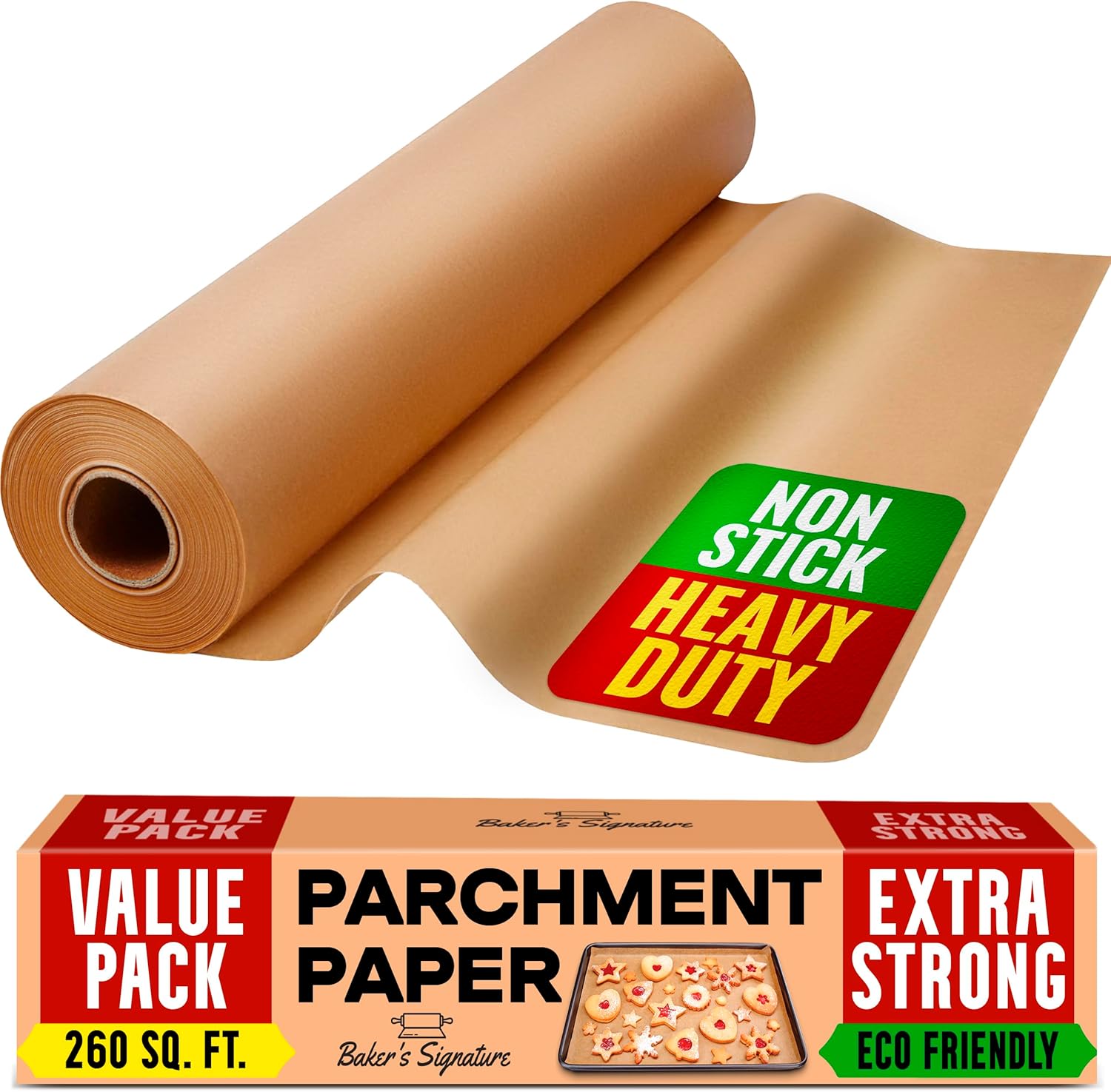 Baking Paper Roll 38cm x 64m – Non-Stick Unbleached Parchment Paper with Cutter for Baking, Cooking, Grilling, Steaming, Air Fryer – Baker’s Signature