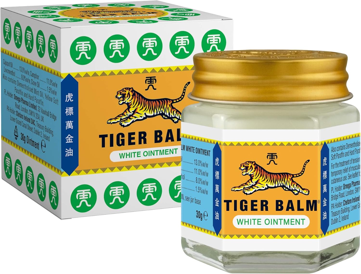 Tiger Balm White Ointment (30g), Effective Herbal Pain Relief, for Muscle Aches & Tension Headaches in Adults