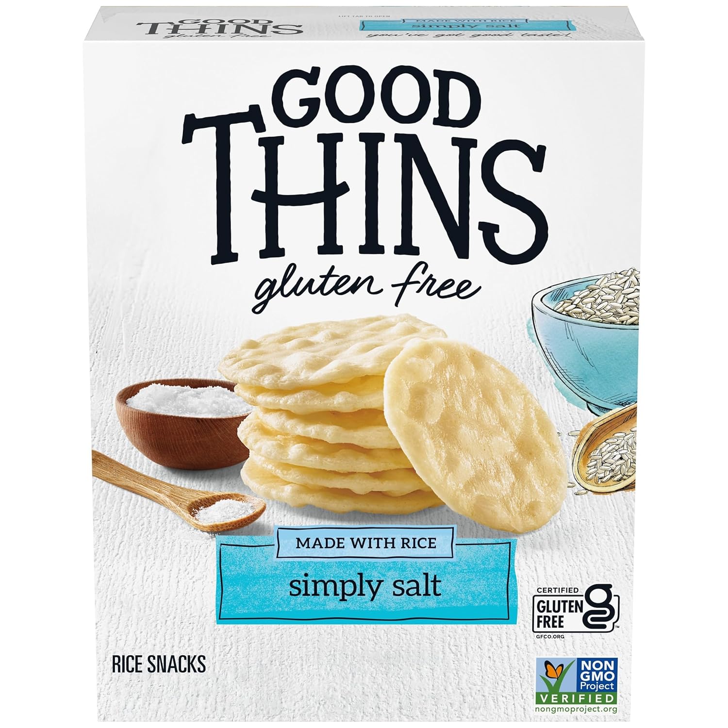 Good Thins Simply Salt Rice Snacks Gluten Free Crackers, Snack Crackers, 3.5 oz