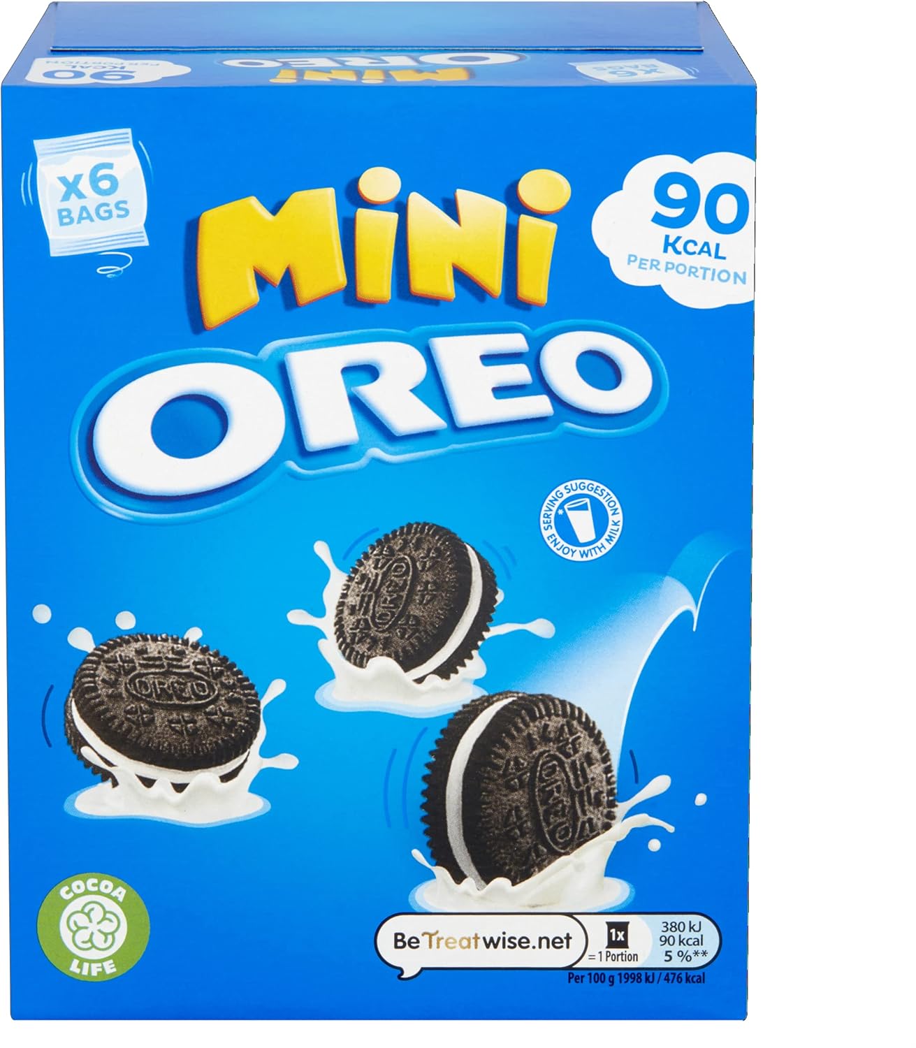 Oreo Chocolate Sandwich Biscuit Mini Bags, Classic Chocolate Biscuits With Vanilla Creme Filling, Multipack of 6 x 19 g (Pack of 1)