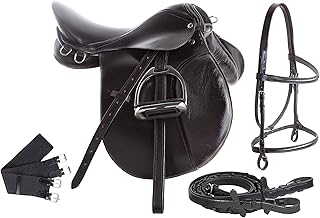 All Purpose Black Leather English Riding Horse Saddle Starter Kit