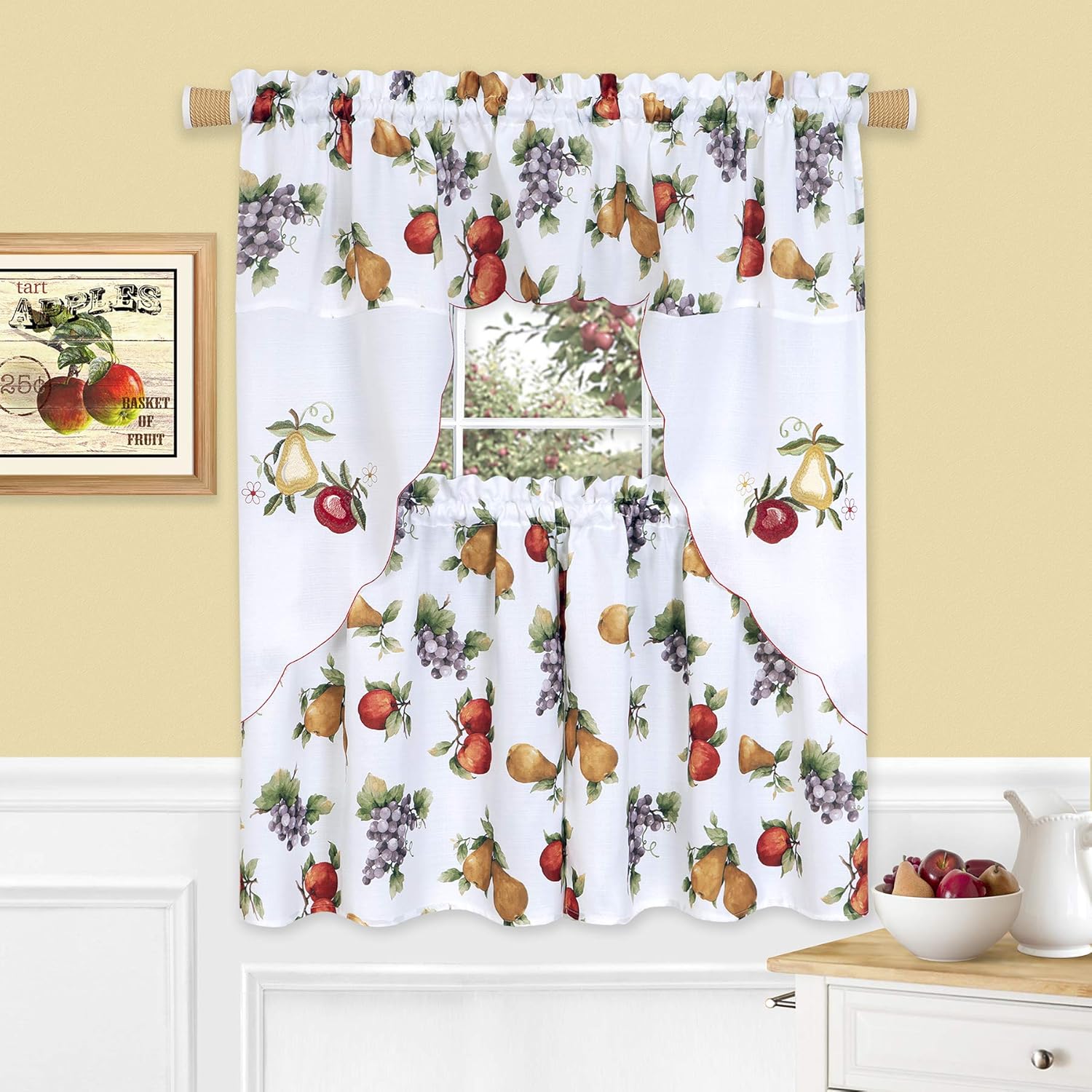 Achim Home Furnishings Ambrosia - Embellished Tier & Swag Set - 58x36