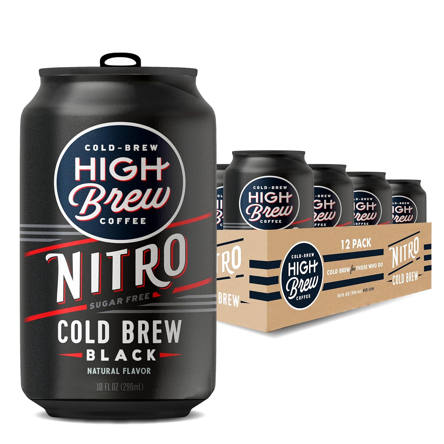 High Brew Coffee, Nitro Black, Cold Brew Coffee, Sugar Free, Dairy Free, 10 Fl Oz, Ready-To-Drink (Pack of 12)
