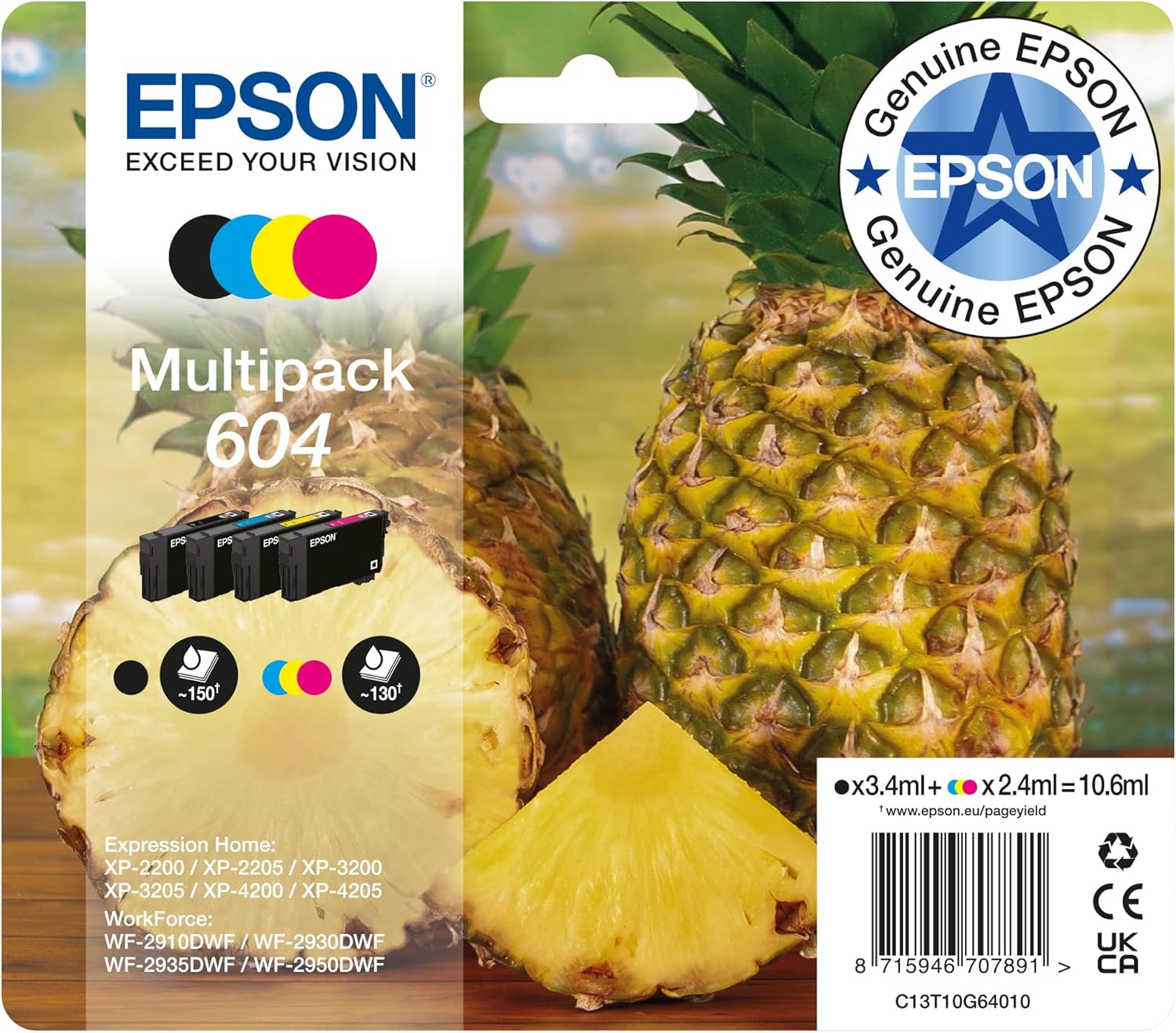 Epson 604 Pineapple, Genuine Multipack, 4-colours Ink Cartridges