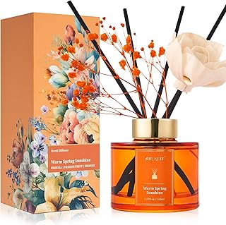 Flower Reed Diffuser Set, Freesia/Passion Fruit/Orange/Scented Oil Reed Diffusers for Bedroom Living Room Office,Home Fragrance Diffuser Gift Set for All Occasions 150 ml/5.07 oz