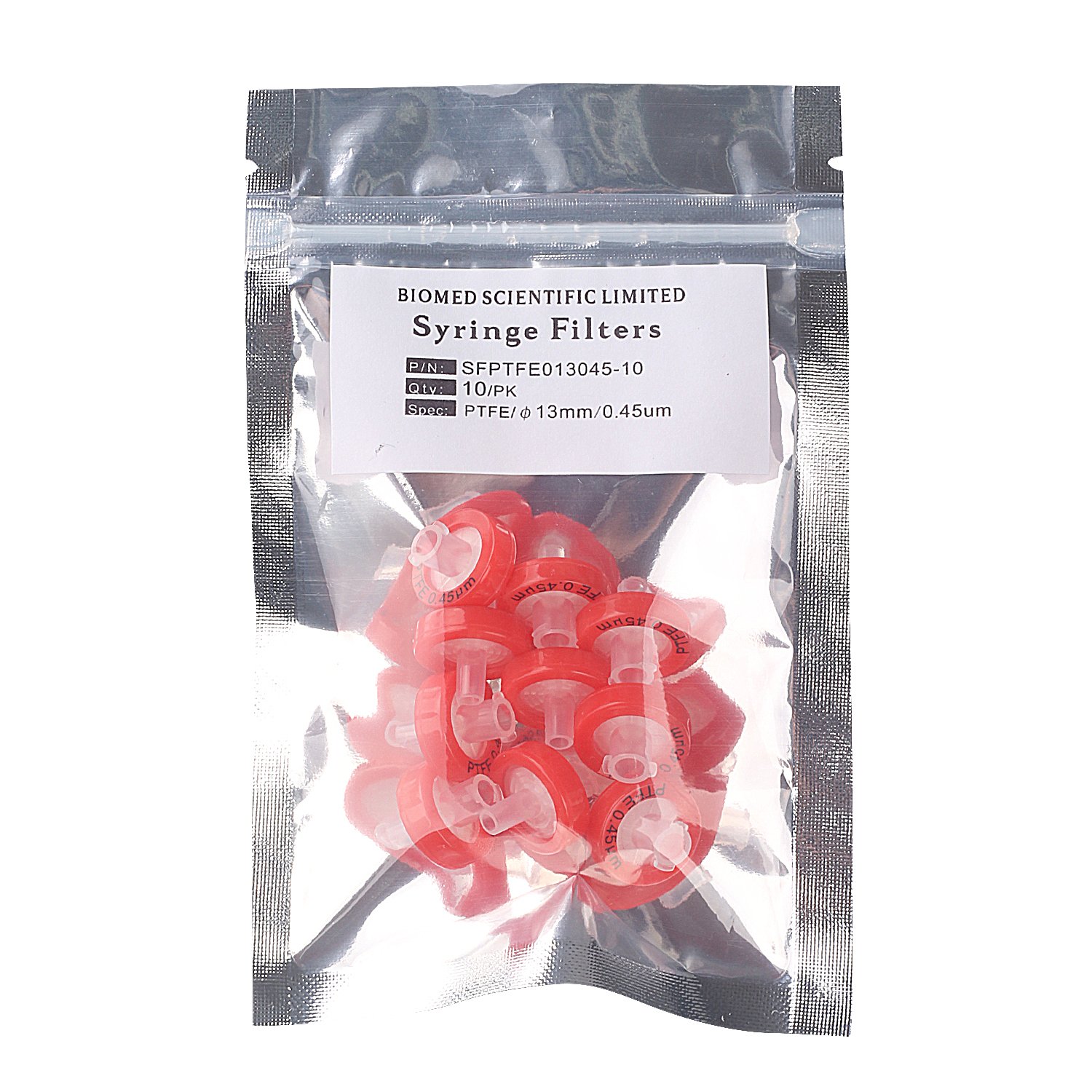 Syringe Filters PTFE 13mm Diameter 0.45um Pore Size Non Sterile Pack of 10