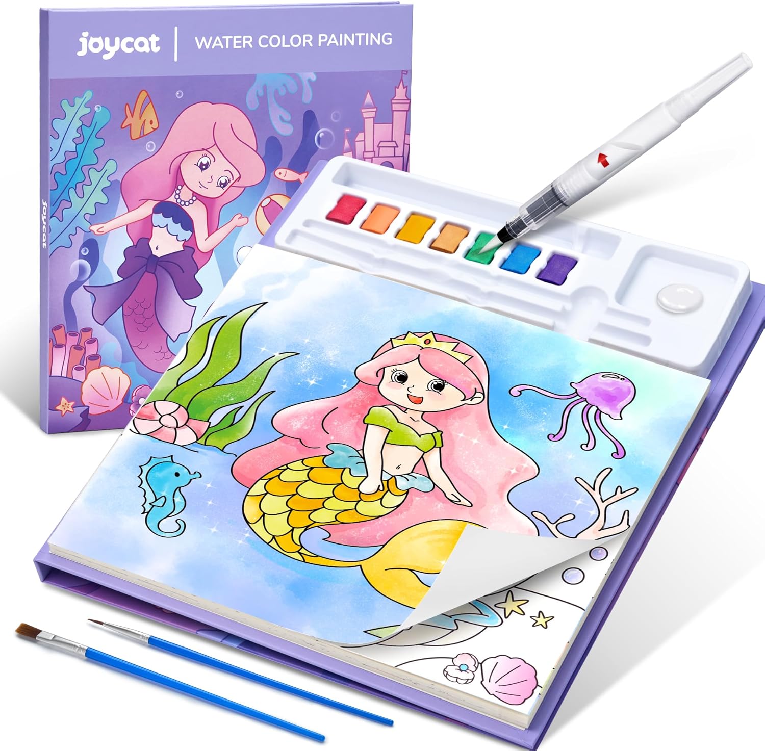 JoyCat Paint with Water Coloring Books for Toddlers, Watercolor Painting Sets for Kids Ages 3-5 4-8, Arts and Crafts Drawing Activities Toy Birthday Gift for Boys Girls (Underwater World)