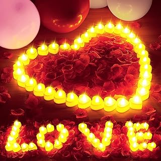 AOKE Rose Petals and Candles Set-3000Pcs Artificial Rose Petals with 36Pcs LED Tea Candles Lights Valentine's Day Love Decorations with Balloons for Romantic Night, Wedding, Anniversary Proposal