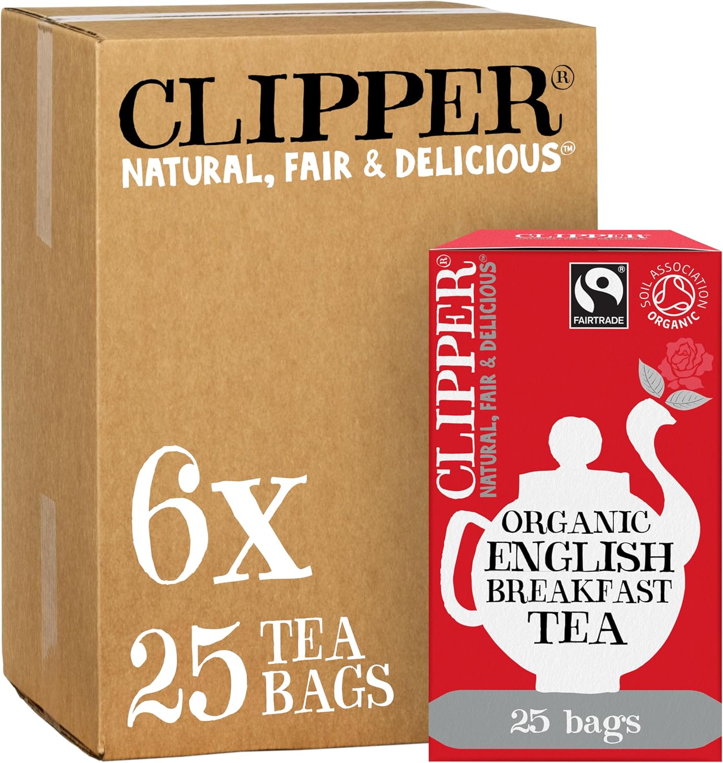 Clipper Fairtrade Organic English Breakfast Tea Bags | Black Tea Bags | Natural, Unbleached, Plant-Based Biodegradable & Sustainable Teabags | Eco Conscious, Non GM & Fair Trade Tea (150 Teabags)