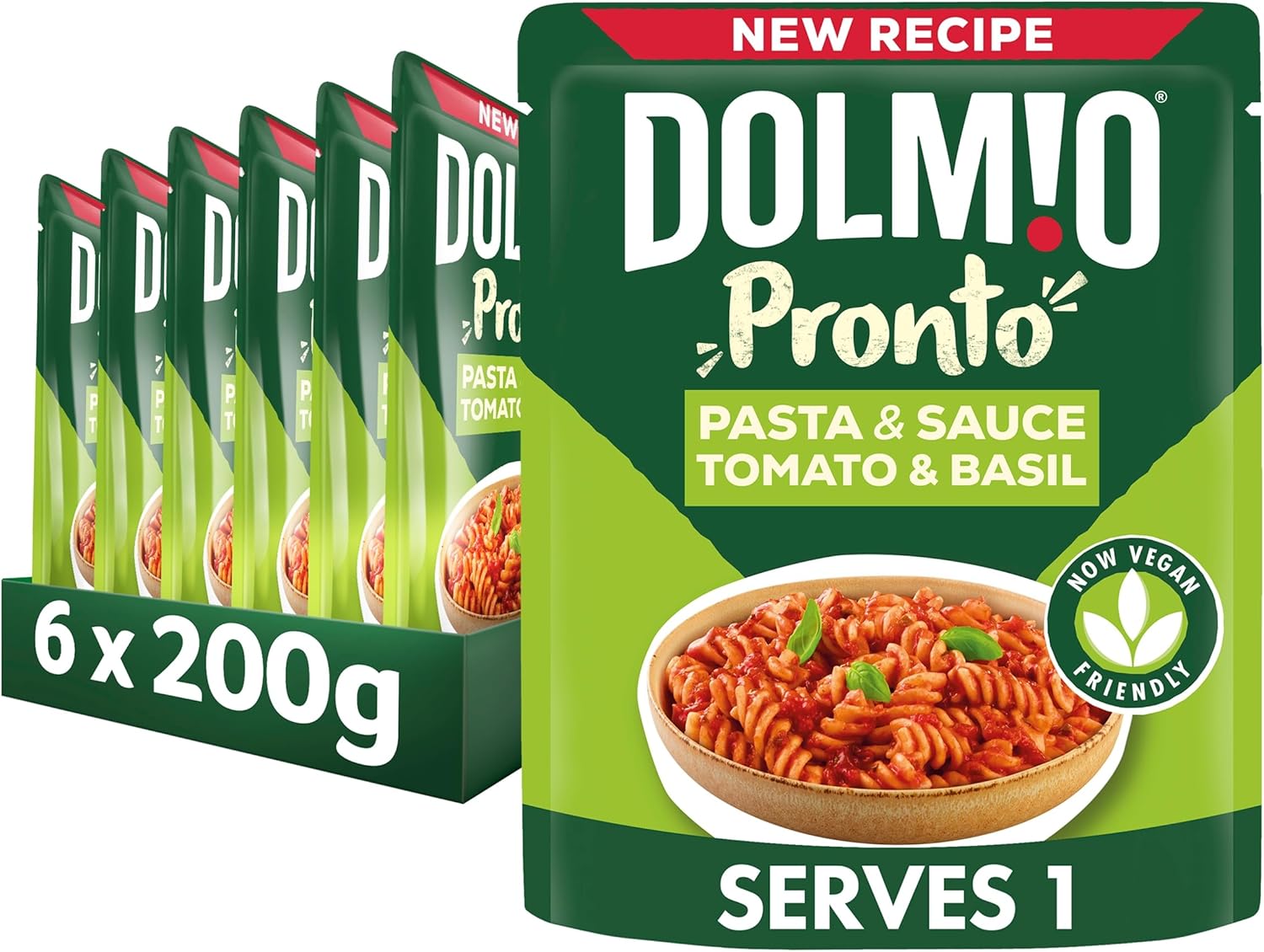 Dolmio Pasta Pronto Tomato & Basil Microwave Fusili with Sauce, Bulk Multipack 6 x 200g Pouches