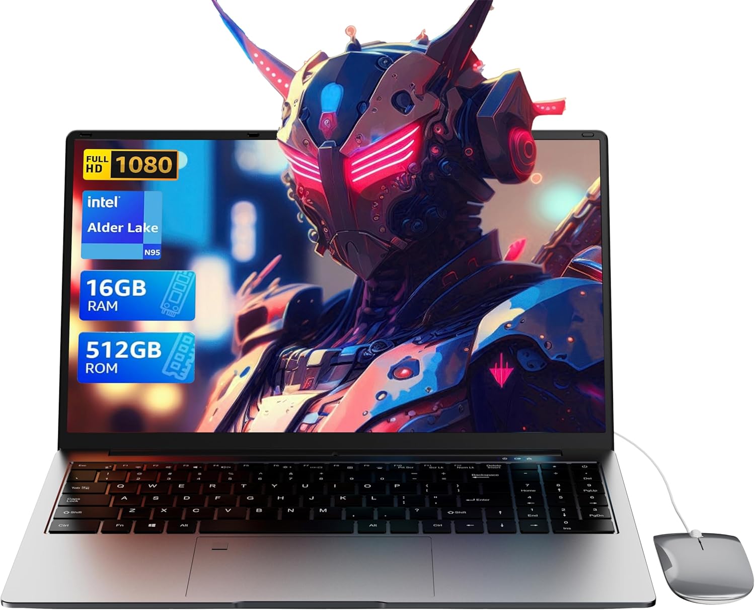 LEEDOW 15.6" Laptop - 16GB RAM 512GB SSD PC Laptop, Quad-Core N95 Processor Up to 3.1GHz, Computers with USB3.0,Ethernet port,Touch ID, WiFi, BT4.2, for Students/Business