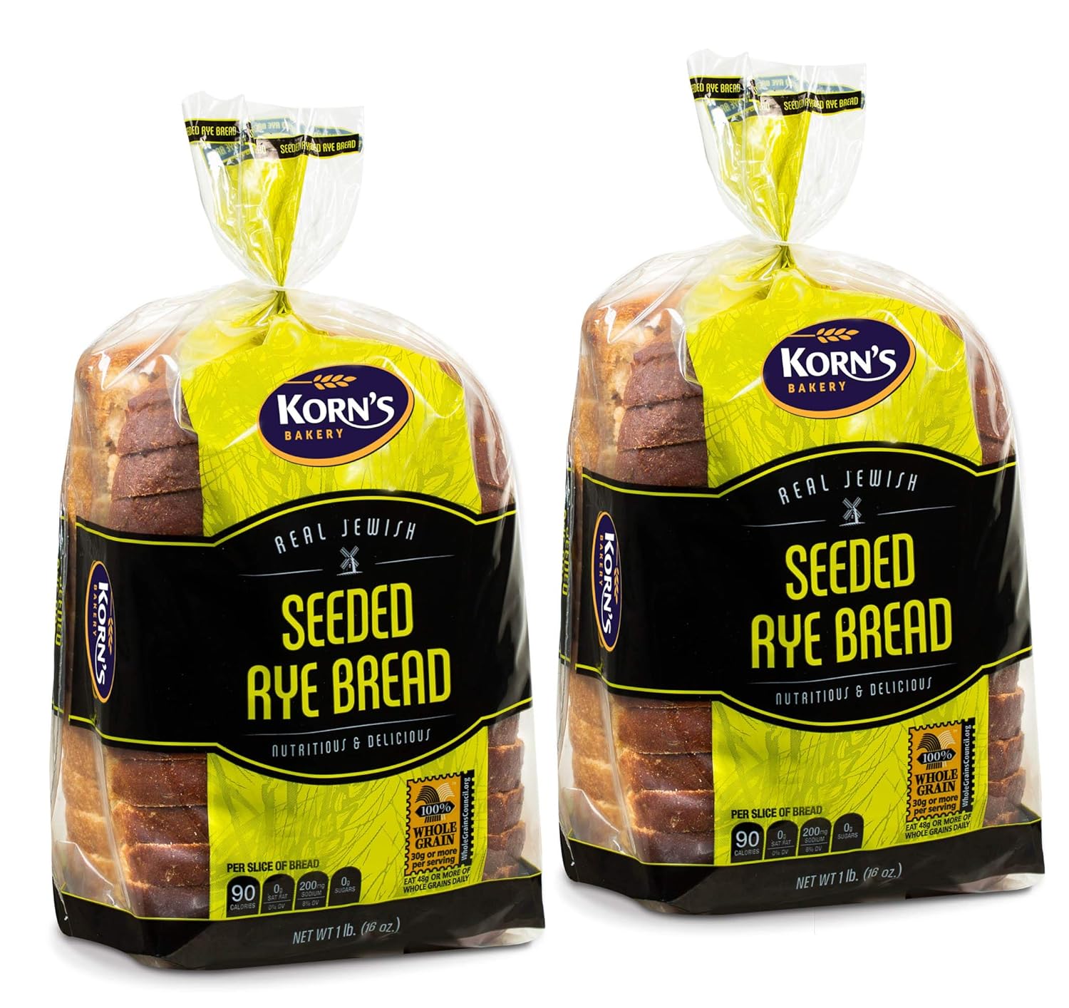Rye Bread with Seeds -2 Pack-16 oz Per Loaf | Delicious Sandwich Bread | Kosher Bread | Fresh Bread | Dairy & Nut Free | Stern’s Bakery