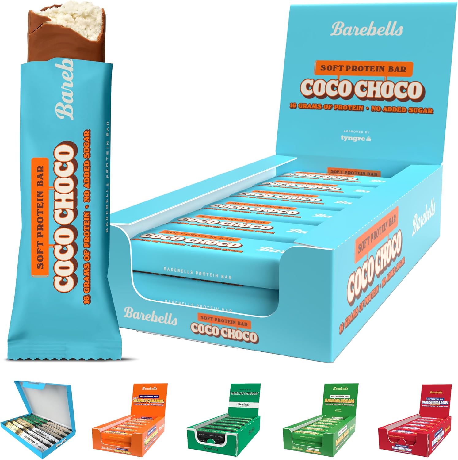 Barebells Soft Protein Bars | 16g protein Healthy Snacks, Protein Snacks for Breakfast, Sugar Free Chocolate, Low Carb – 12 x 55g (Coco Choco)
