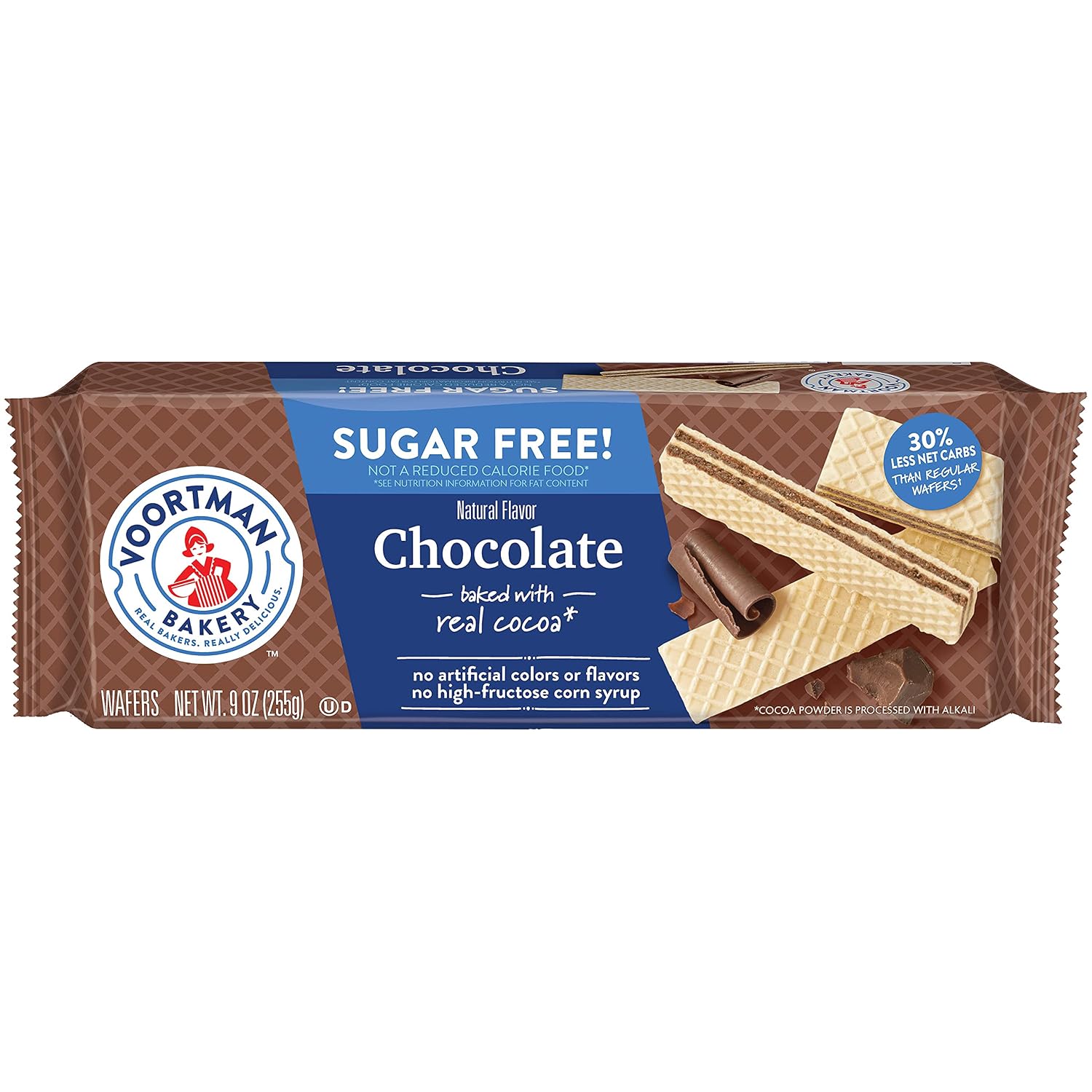 Voortman Bakery Sugar Free Chocolate Wafer, 27 Count