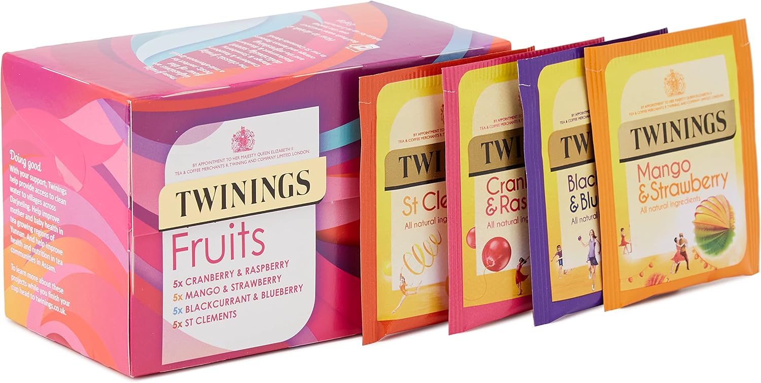 Twinings Fruit Selection, Mixed Set of 80 Tea Bags (Multipack of 4 x 20 Tea Bags)