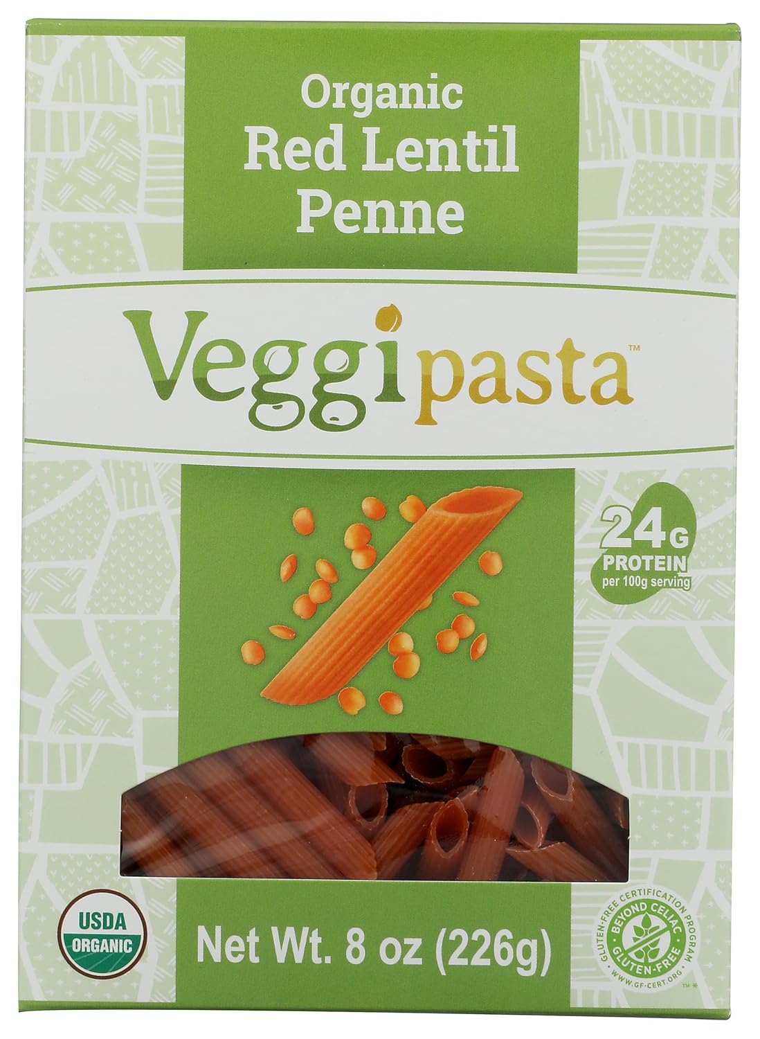 Veggipasta Organic Red Lentil Penne Pasta, 8 Oz