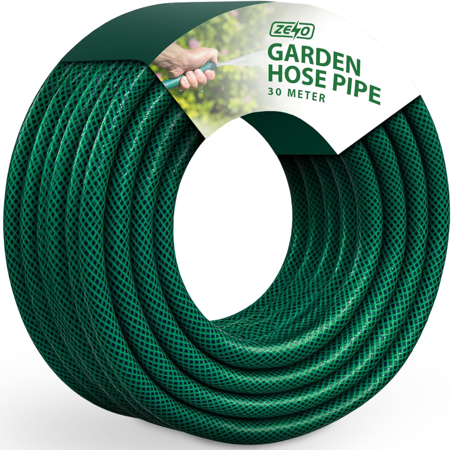 ZENO Garden Hose Pipe | Reinforced Hosepipe | Premium 3 Solid Layer Construction | Suitable for All Garden Needs | Great for Cleaning Cars Or Patios (30 Metres)