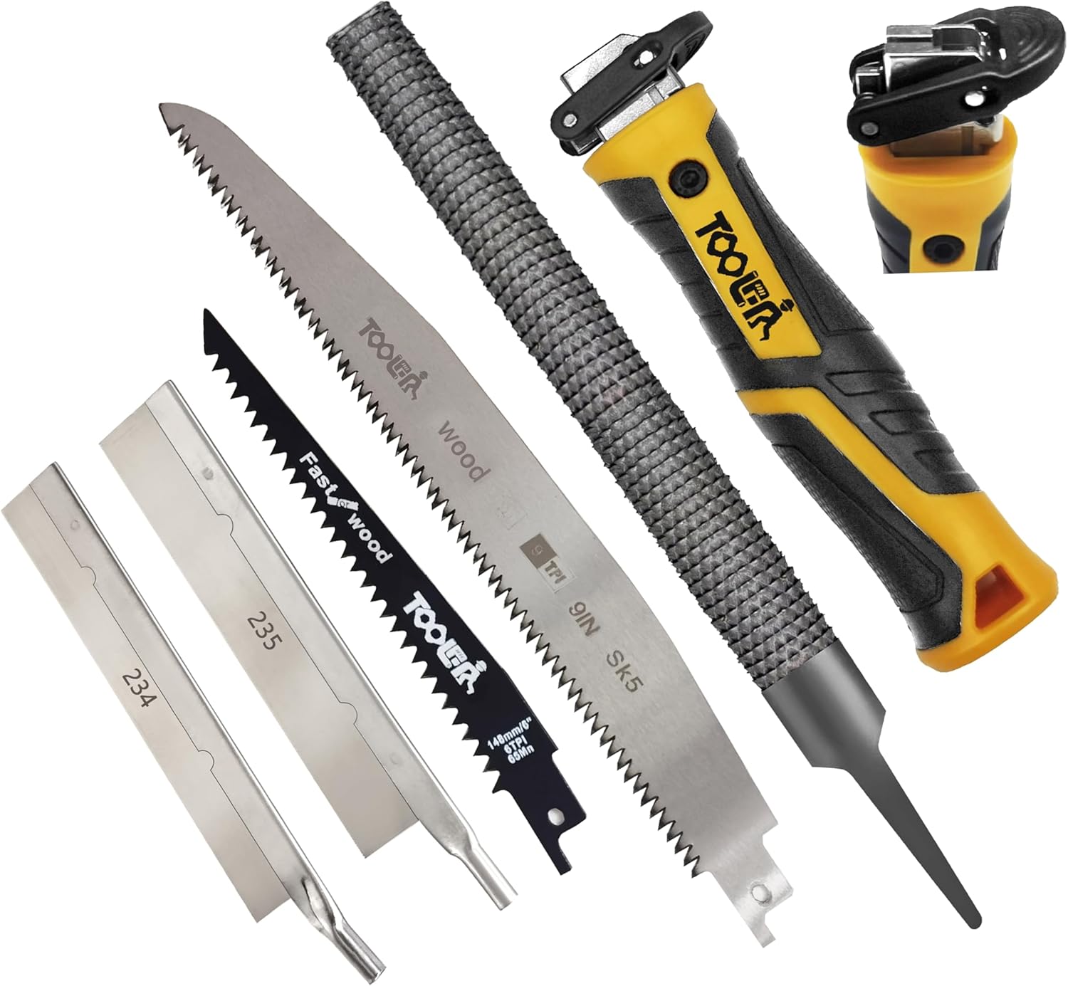 5 Multi founction Saw & File Set, Precision Razor, Drywall, 9 Inch Heavy Duty Extra Long Blade Saws Wood File, for Wood, Drywall, Craft, Home Repair, Portable Toolbox