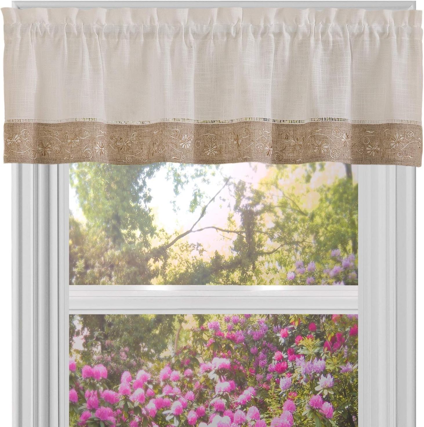 Achim Home Furnishings, Natural Oakwood Valance, 58 14-Inch, 58" x 14" (Model: OWVL14NT12)