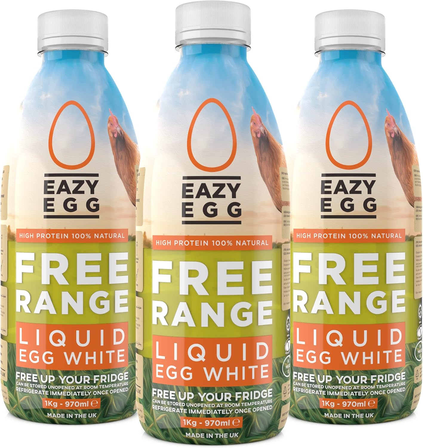 Eazy Egg UK Free Range Liquid Egg Whites (3 x 970ml Bottle)