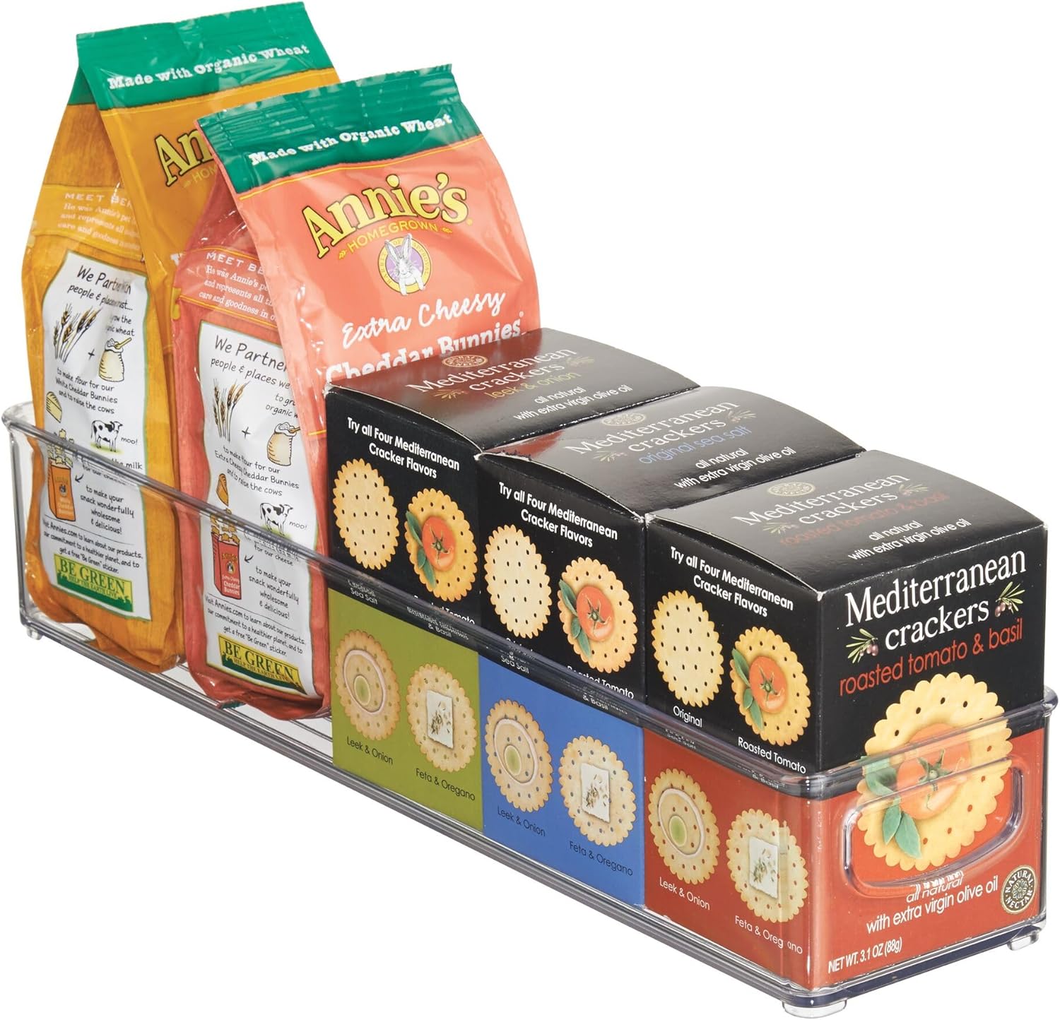 iDesign Small Stackable Pantry Bin with Handles - Organizer Bins for Kitchen, Clear, Made in USA