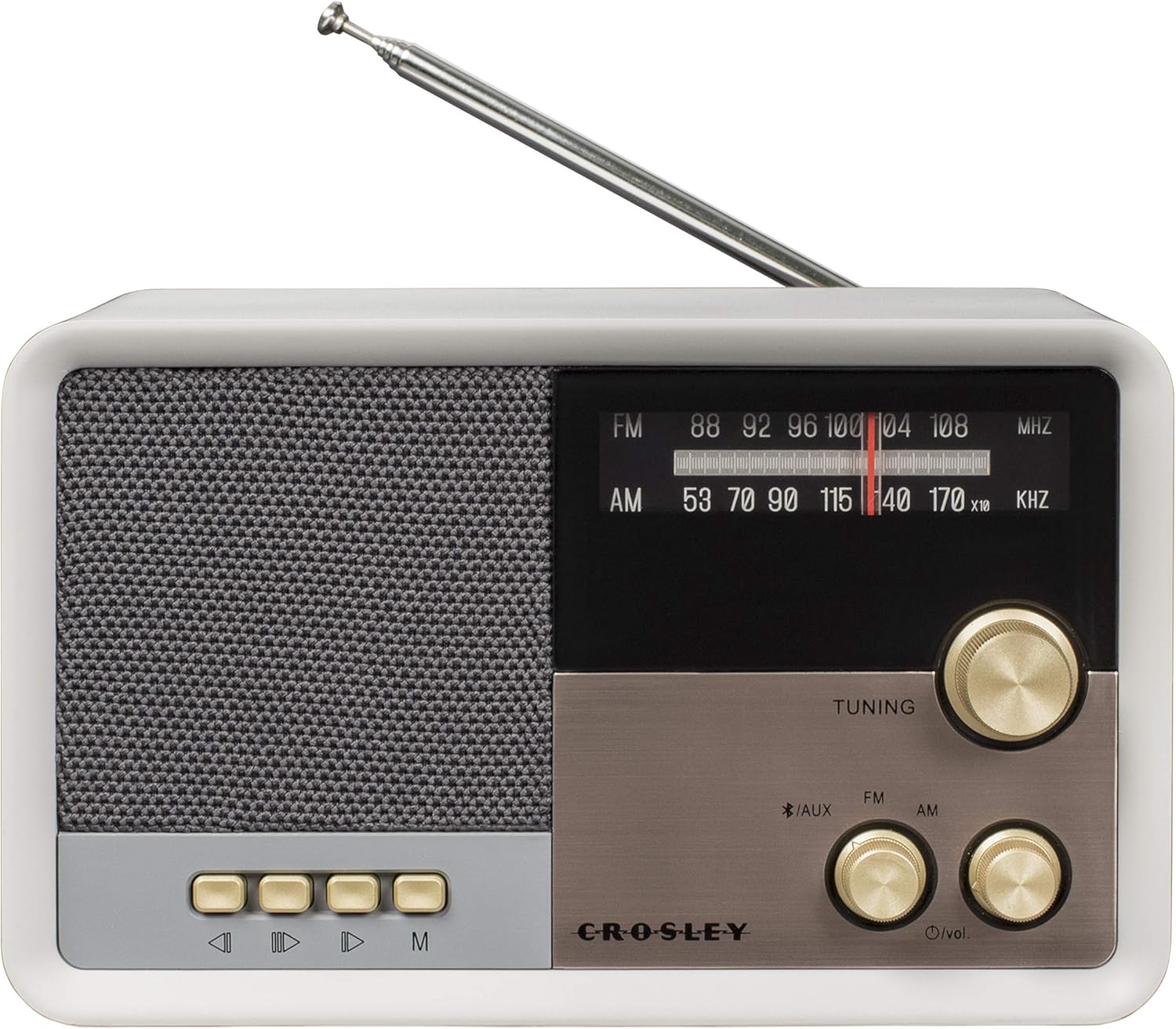 Crosley CR3036D-WS Tribute Vintage AM/FM Bluetooth Radio, White Sand