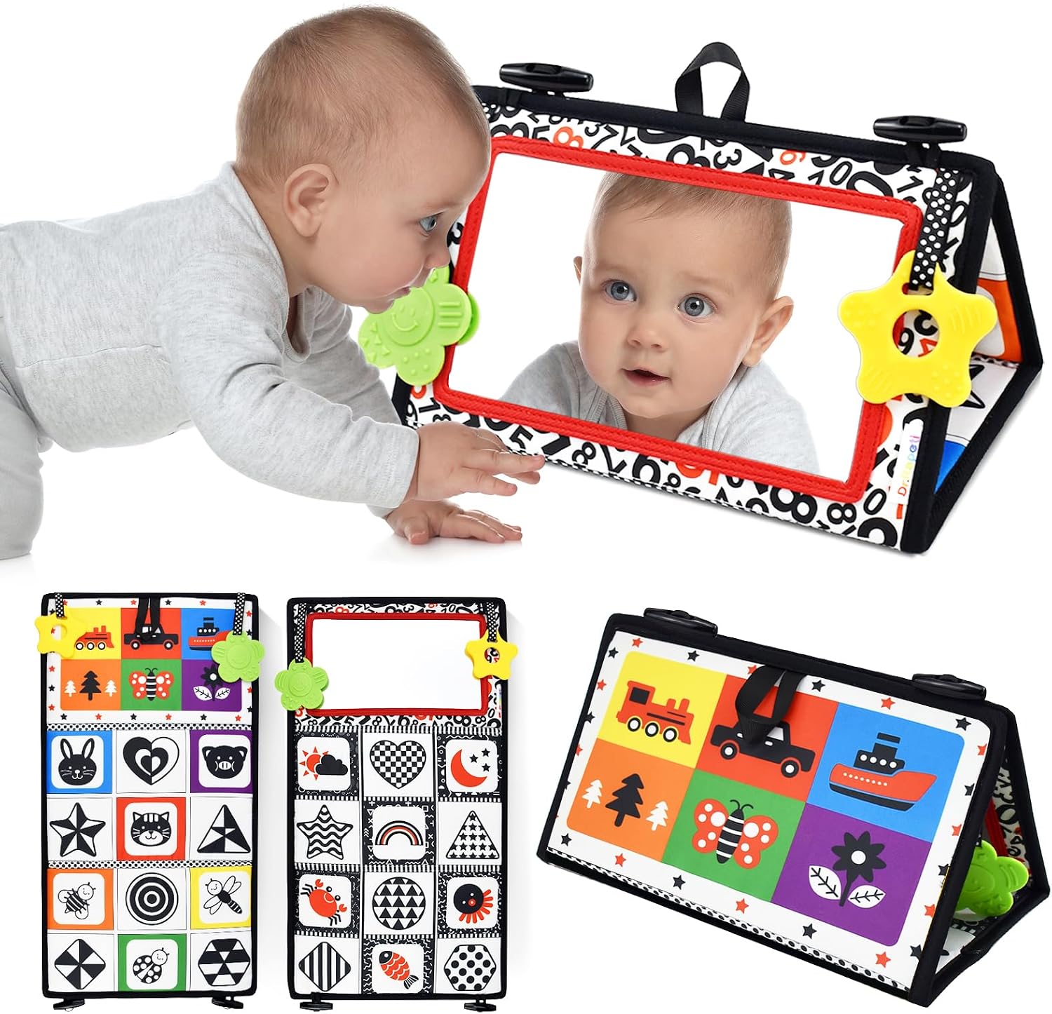 Dr.Rapeti Tummy Time Floor Mirror, Baby Mirror, High Contrast Sensory Toys
