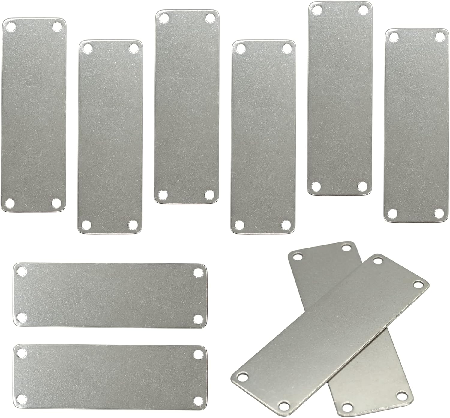 StayMax 304 Stainless Steel Engraving Blank Tags Rectangle Stamping Blanks with 4 Holes 1inch*3inch 25 Pack