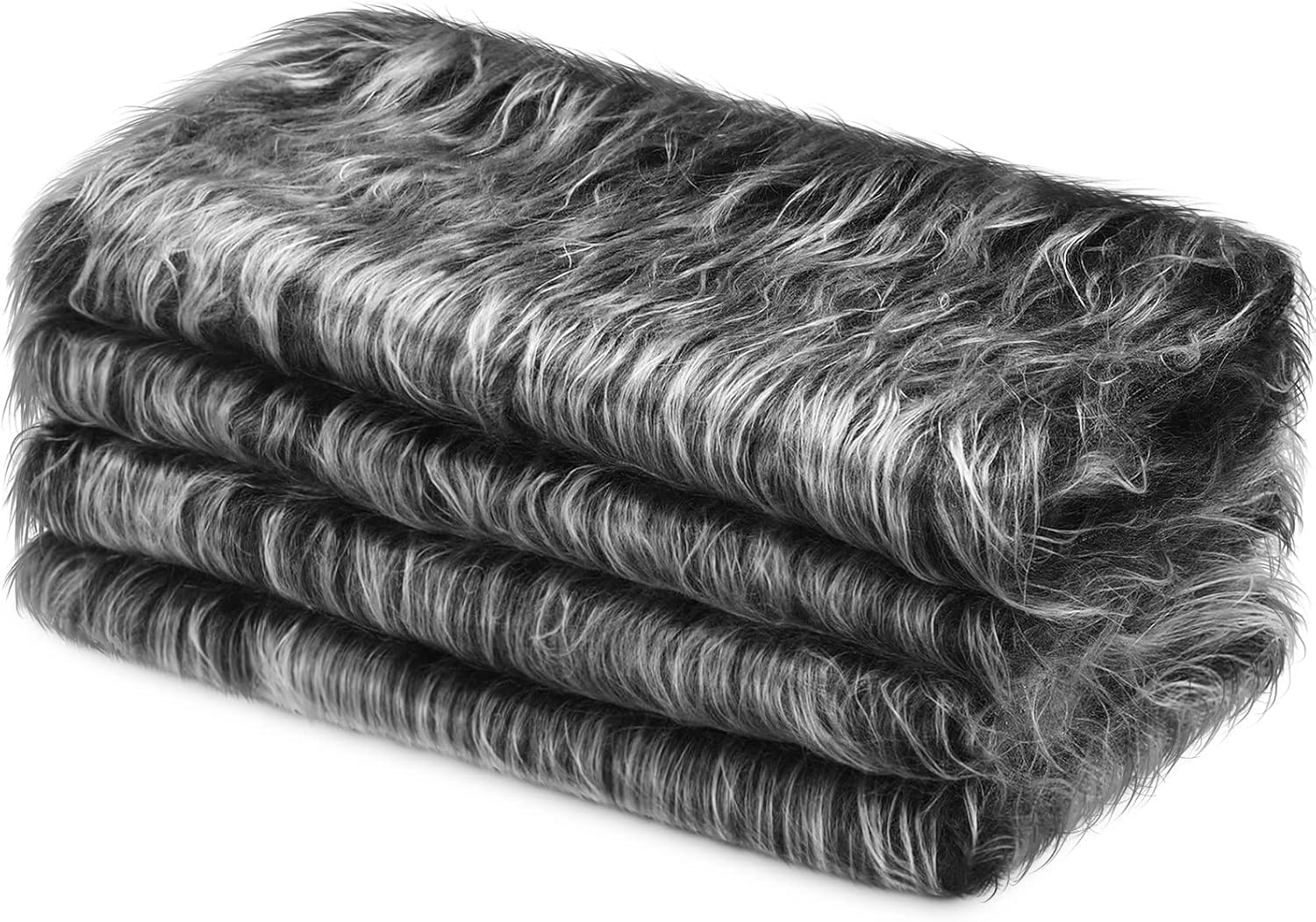 Jetec 4 Pcs Christmas Faux Fur 10 x 20 Inch Faux Fur Fabric Squares Fluffy Fabric Patches Ultra Soft Plush Craft and Hobby Supply, Halloween Costume, Decoration(Grey)