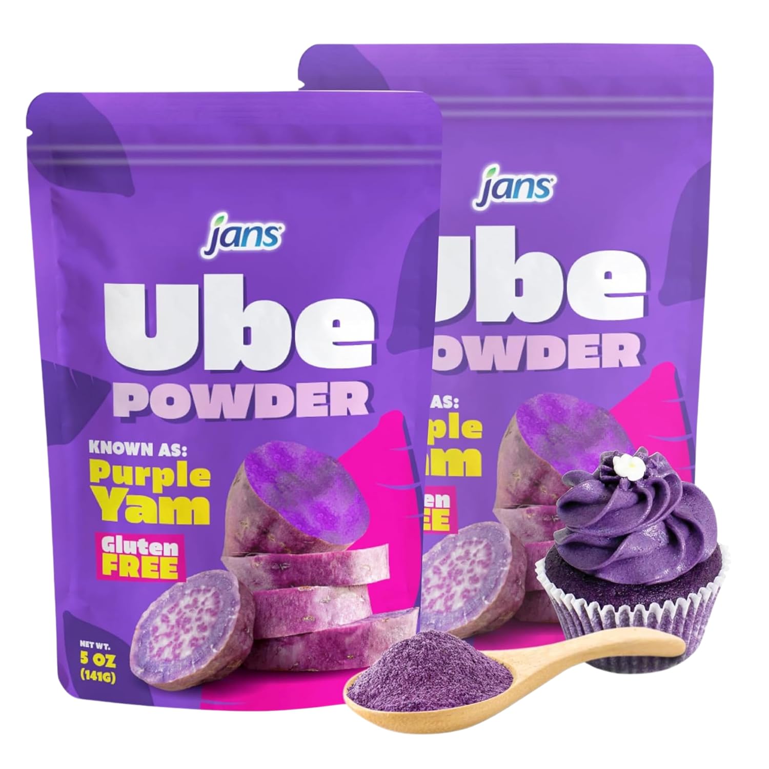Ube Powder For Baking, 5 Oz, Coarse Natural Purple Yam Powder By Jans