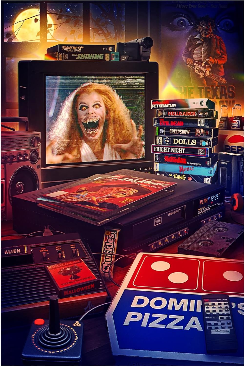 Halloween Pizza Party 1000-Piece Jigsaw Puzzle by Rachid Lotf | Fun Brain Teaser, Toys & Games | 28 x 20 Inches