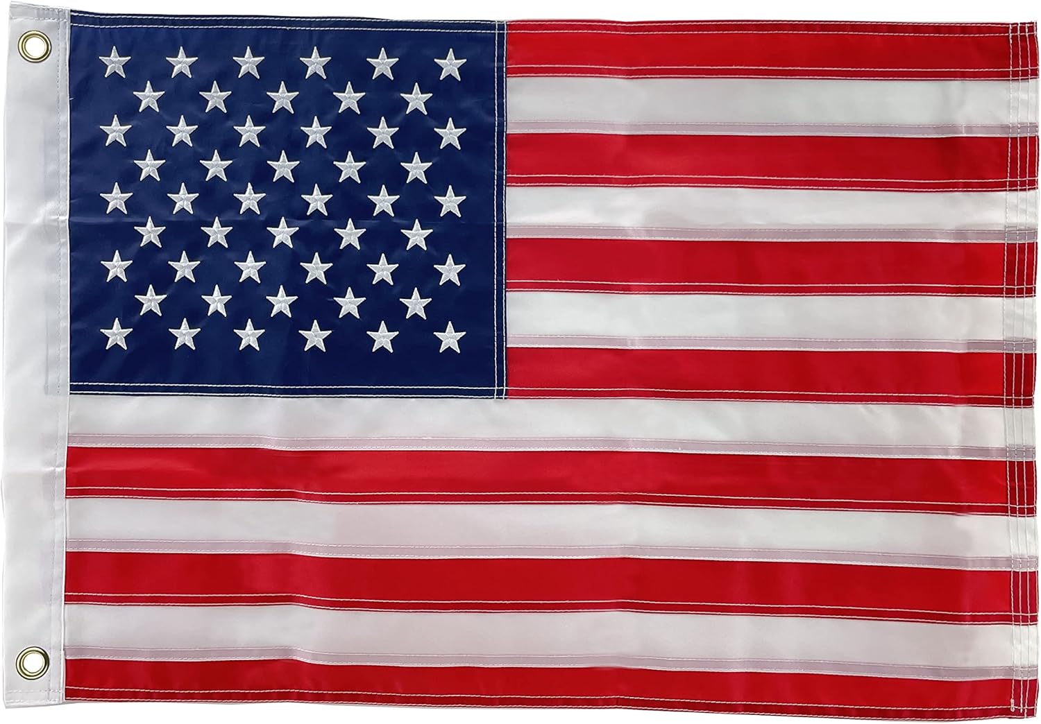Large American Flag 20" X 30" Sewn Stripes with Embroidered Stars and 2 Brass Grommets for Lawn Yard Boat Building