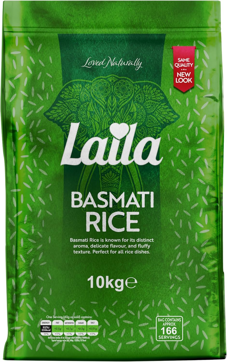 Laila Basmati Rice 10Kg, Aromatic Rice Basmati-Style, 10kg Basmati Rice Long Grain for Biryani, Pilaf or Pulao, Gluten Free Rice, 100% Pure Long Grain Rice