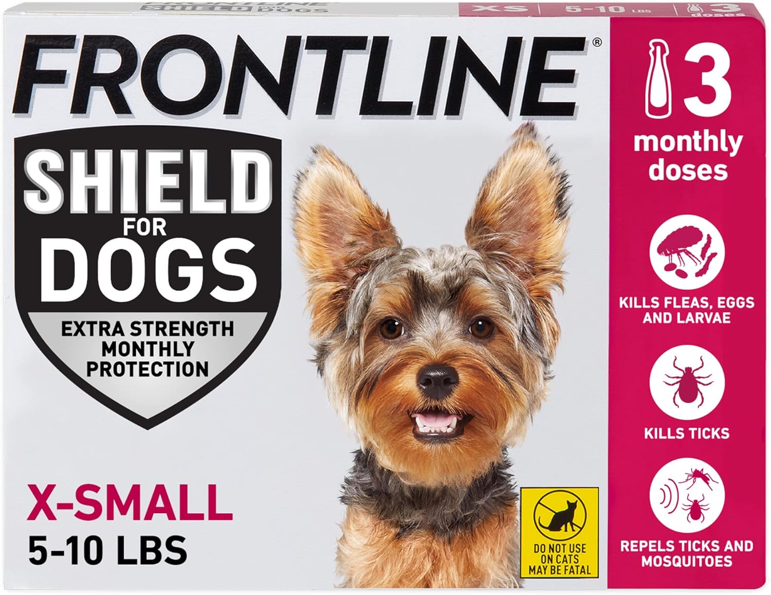 Frontline Shield Flea & Tick Treatment for X-Small Dogs 5-10 lbs. Count of 3