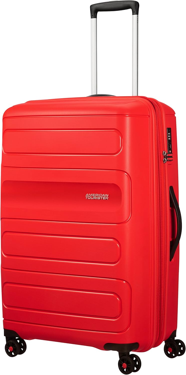 American Tourister Sunside - Spinner L, Expandable Case, 77 cm, 106/118 L, Red (Sunset Red)