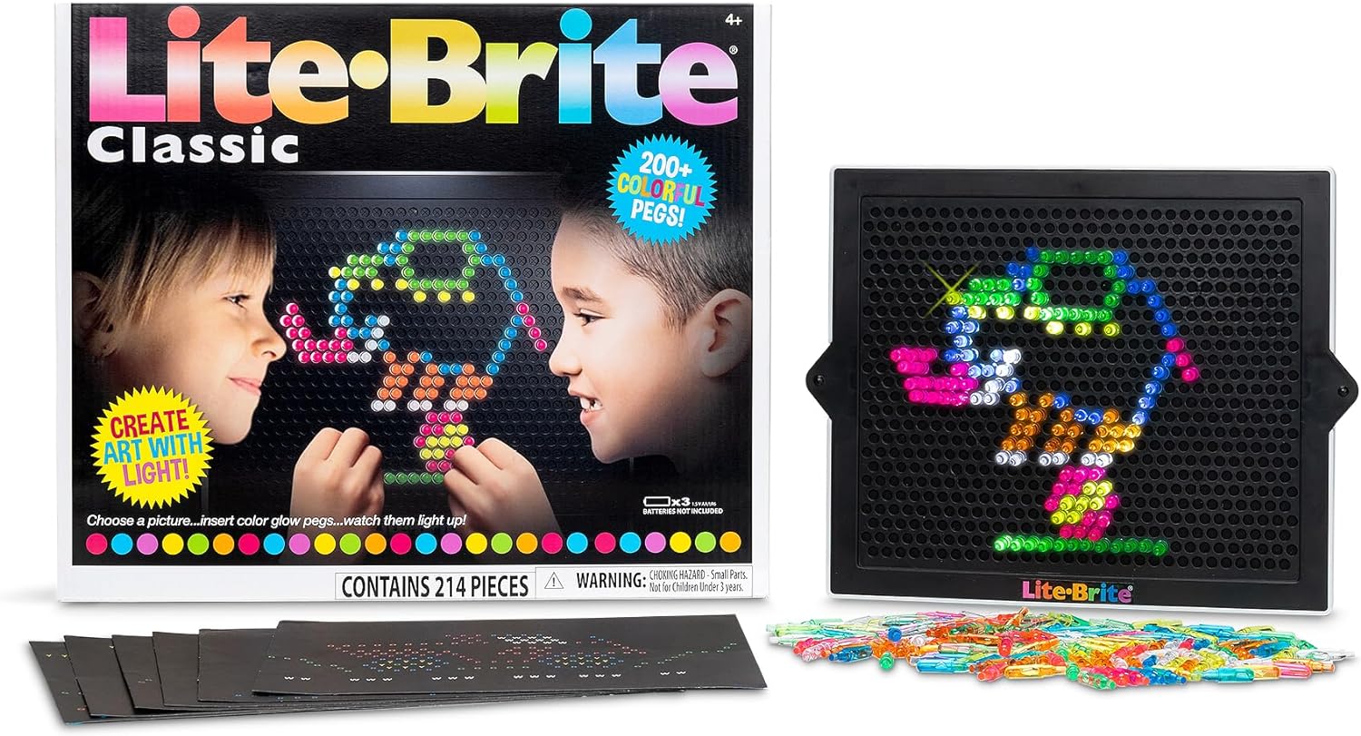 Lite Brite Classic, Favorite Retro Toy - Create Art with Light, STEM, Educational Learning, Holiday, Birthday, Gift, Boys, Kid, Toddler, Girls Age 4+