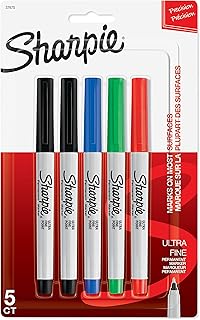 Sharpie 37675PP Permanent Markers, Ultra Fine Point, Assorted Colors, 5 Count