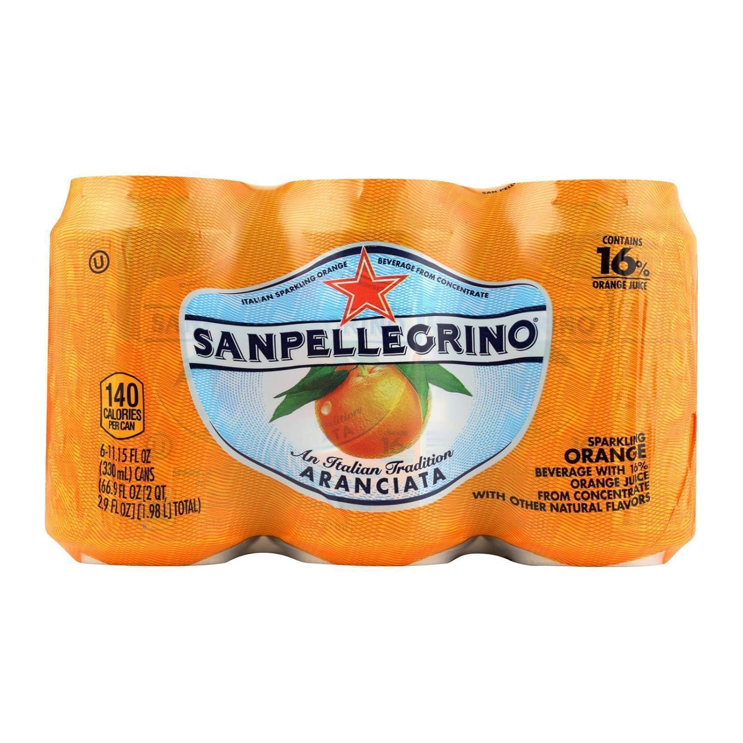 San Pellegrino Sparkling Beverage, Aranciata, 11.15 Oz, 6 Ct