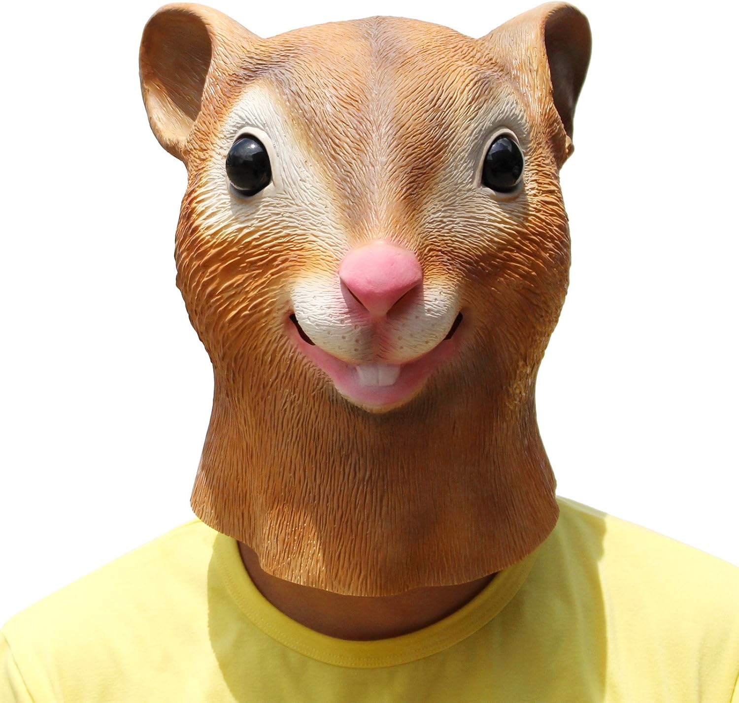 PartyHop Squirrel Mask Halloween Latex Animal Head Mask Brown
