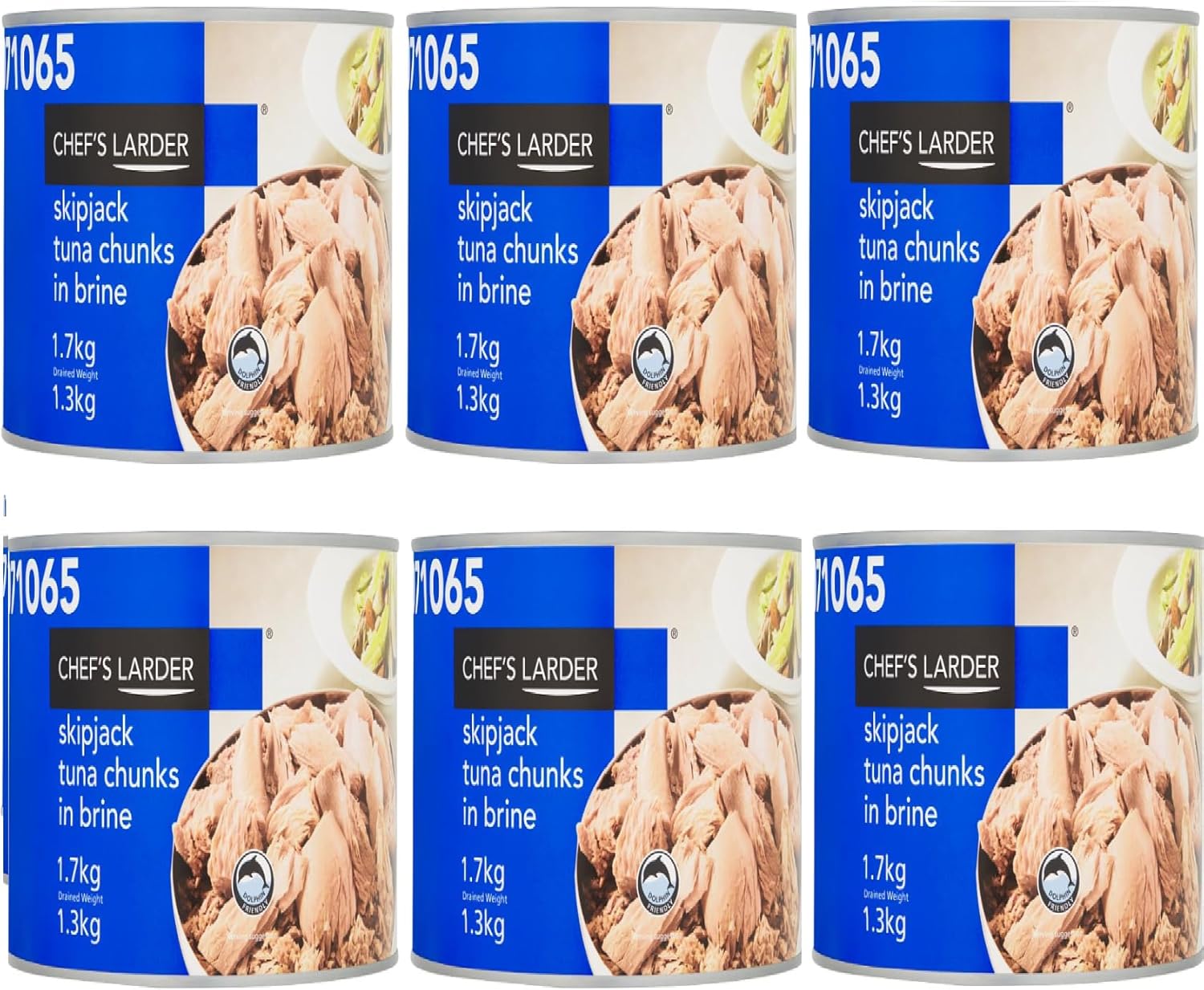 Skipjack Tuna Chunks in Brine, 1.7kg x 6 Case Chef-Larder Bulk Catering Restaurant Tineed Fish