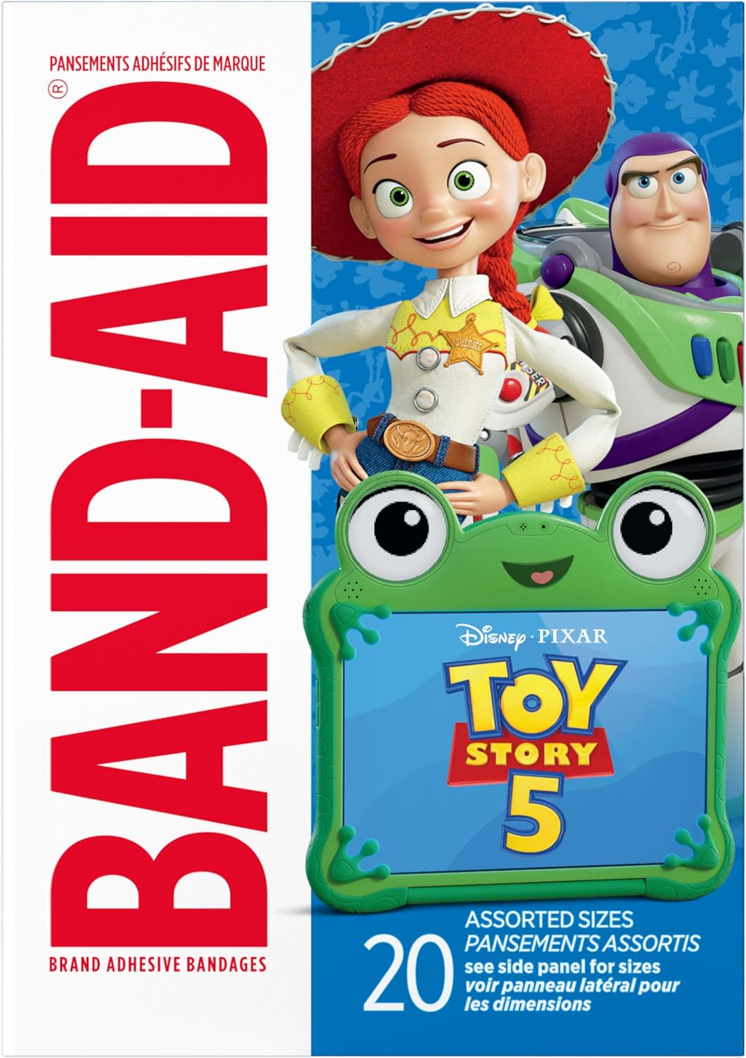 BAND-AID Brand Adhesive Bandages for Minor Cuts and Scrapes, Disney and Pixar Toy Story 5 for Kids, Assorted Sizes 20 ct