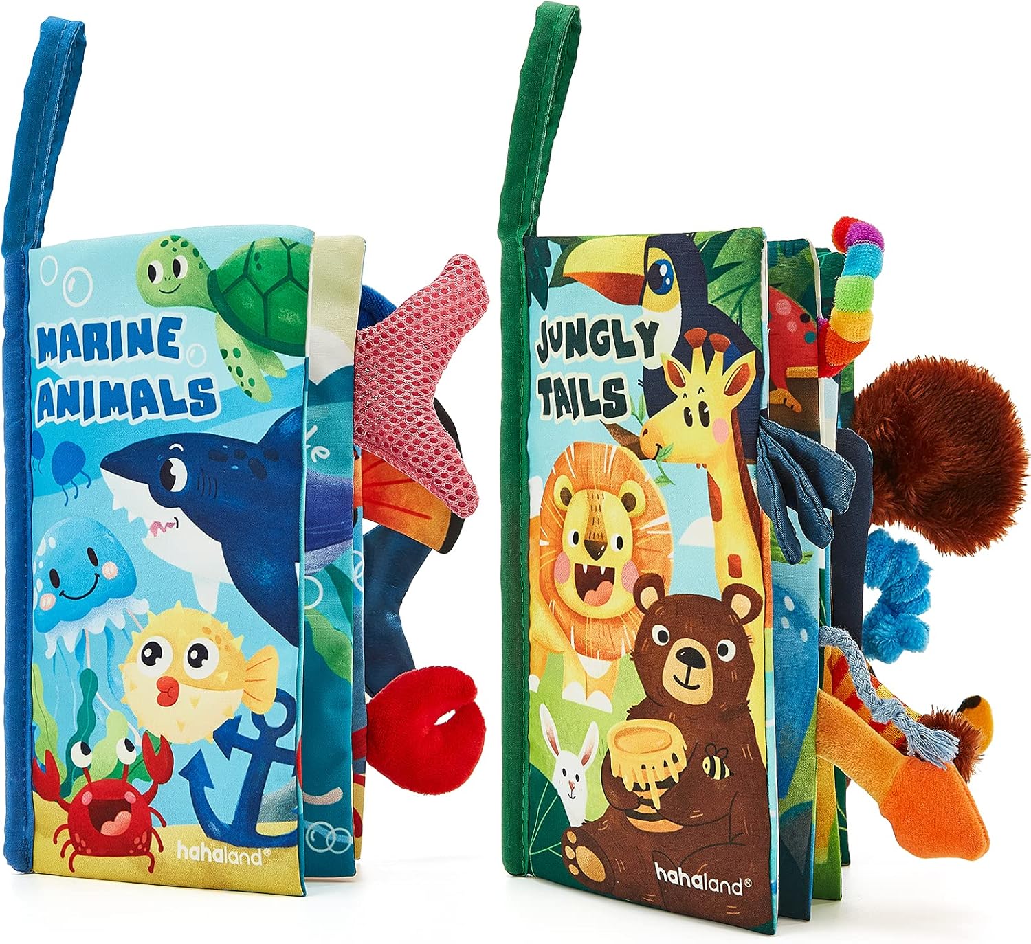 hahaland Baby Toys 0-6 Months - Baby Books 2PCS, Babies Toy 6-12 Months - Soft, Crinkle, Squeaky, Sensory, Montessori, Tummy Time Toys - Infant Baby Shower Valentines Gifts Stocking Stuffers