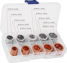 100pcs Oil Drain Plug Crush Washer Gasket Seal Assortment– 10mm 12mm 14mm 16mm 18mm - Universal Fit 50 Cooper and 50 Aluminum Oil Plug Washers by AUTOMAJOR